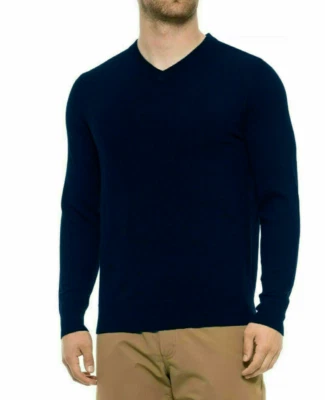 Suéter Tahari Para Hombre Extra Fino Lana Merino Cuello en V Nuevo sin Etiquetas - Color Azul Marino - Talla S Foto 1 de 2