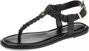 Journee Collection Womens Genevive Ankle Strap Flat Sandals Black Size 6.5 US - Picture 1 of 5
