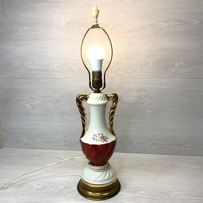 Vintage Antique Porcelain Urn Table Lamp with Gilt Arms - Image 1 of 4