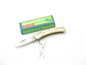 Vtg 80s Explorer 11-392 Imai Seki Japan White Micarta Small 2.75" Lockback Knife - Picture 1 of 10