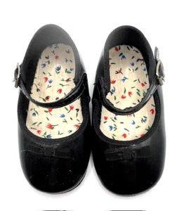 Vintage Baby/Toddler Girl Dress Shoes Size 3 Black Patent Leather with Bows - Picture 1 of 7