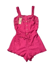 Women’s Sperry Red Lace Floral Eyelet Button Sleeveless Bittersweet Romper Small - Picture 1 of 7