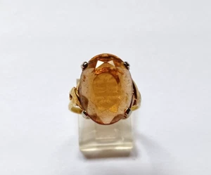 Vintage Honey Brown Topaz Glass Rhinestone Fashion Adjustable Ring - Picture 1 of 9