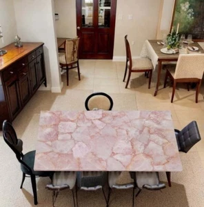 36"x24" Rose Quartz Stone Dining Table Handmade Furniture Crystal Stone Home Dec - Picture 1 of 8