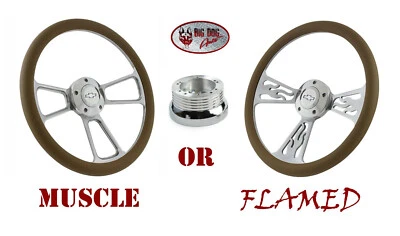 Rueda estilo llama pulida de 14", vinilo tostado para camionetas Chevy 1970-1973 Foto 1 de 4