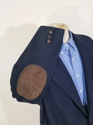 Vintage Gap XL 48 Blue Hunting Shooting Elbow Tweed Blazer sport Coat Jacket - Image 1 of 4