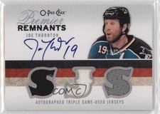 2009 O-Pee-Chee Premier Game-Used Remnants Triple /25 Joe Thornton #AR3-JT Auto