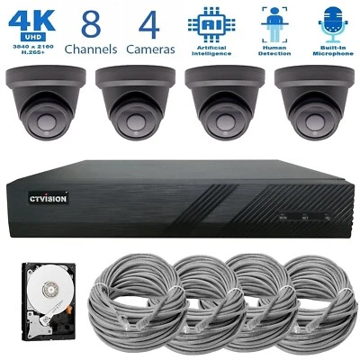 4K NVR 8MP AI Microphone Outdoor Indoor PoE IP 4K Security CCTV Camera System   - Image 1 of 4