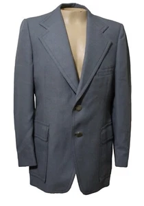 Vtg 70s Leisure Suit Jacket Gray Coat Mod Disco Union Made Barons Sz L - Picture 1 of 6