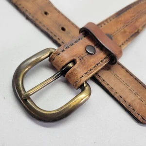 Danbury Belt 38 Top Grain Cowhide Leather Western Brown Distressed Vtg 2150 - Picture 1 of 13