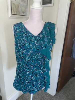 Elle XL Tank Blue-green Ruffle Down Left Side - Image 1 of 4