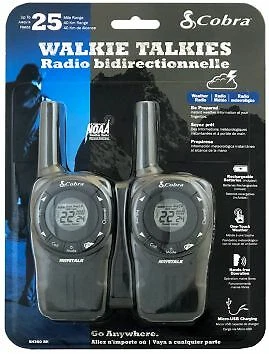 *FREE SHIPPING* Cobra SH360 BK Walkie Talkies 25 Mile Range Weather & Emergency  - Image 1 of 1