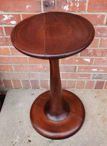 Vintage Walnut Plant Stand Fern Table Carved Wood Handmade Cover