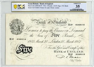 1952 Great Britain 5 Pounds, Bank of England - PCGS Choice VF 35 - Picture 1 of 2
