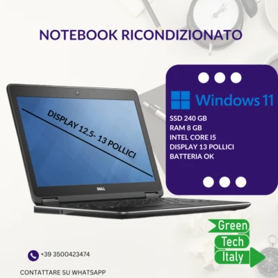 PC NOTEBOOK PORTATILE WINDOWS 11 13 POLLICI SSD 240 GB RICONDIZIONATO VELOCE 8GB - Image 1 of 4