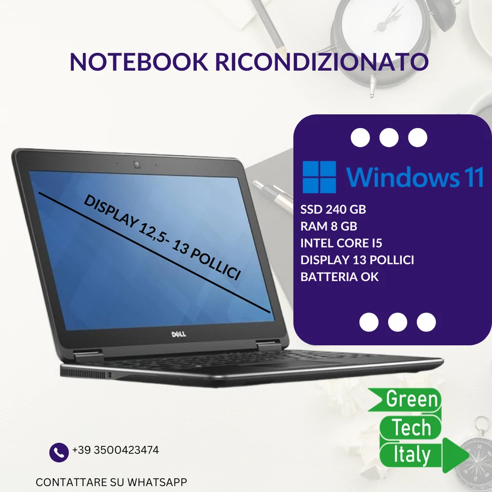 PC NOTEBOOK PORTATILE WINDOWS 11 13 POLLICI SSD 240 GB RICONDIZIONATO VELOCE 8GB - Imagen 1 de 4
