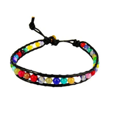 Pulsera de Piedra Colorida Bohemia Aum Cuentas Unisex Hecha a Mano Joyería Espiritual Foto 1 de 4
