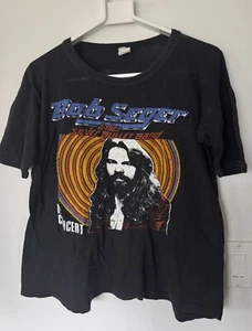Vtg 70s 80s Bob Seger  Concert T Shirt Sz L XL Black Silkscreen Hipster - Picture 1 of 5