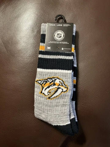 NWT 47 Brand NHL Nashville Predators Crew Socks Hockey Size Large Cover