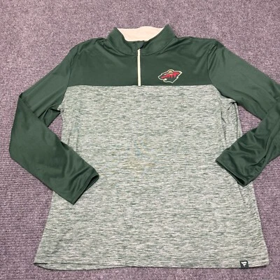 Pulôver masculino Minnesota Wild 2XL verde 1/4 zíper suéter NHL fanáticos por hóquei - Imagem 1 de 4