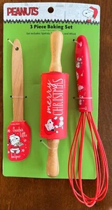 Peanuts Snoopy Christmas Child's 3 Piece Baking Set: Spatula, Whisk, Rolling Pin - Picture 1 of 4
