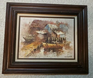 pintura al óleo vintage firmada enmarcada - Imagen 1 de 6