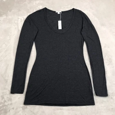 James Perse Shirt Womens Size 3 Dark Blue Long Sleeve Tunic Length Made In USA - Image 1 of 4