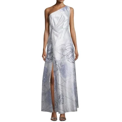 NUEVO CON ETIQUETAS Vestido Kay Unger Un Hombro Estampado Floral Talla 10 Multi Como Nuevo Foto 1 de 4