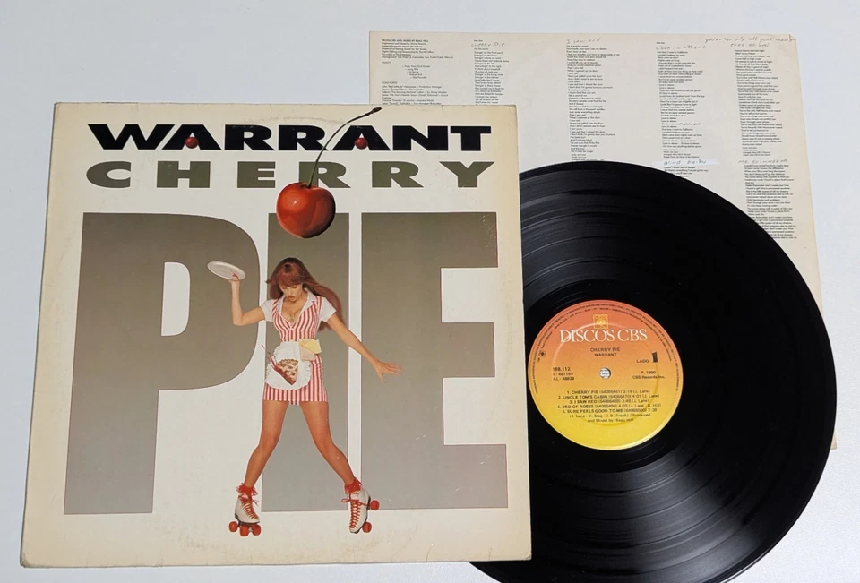 Warrant - Cherry Pie BRAZIL 1st press Lp 1990 with Insert CBS Foto 1 de 3