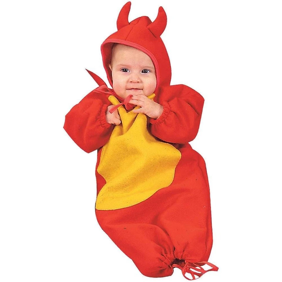 Lil' Devil Bunting Hood +Drawstring 0-6 Months Flame Resistant Halloween Costume - Image 1 of 1