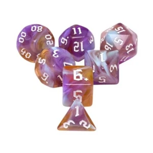 Juego de dados cerebrales de espuma de polietileno - amatista puesta de sol con blanco (7) nuevo - Imagen 1 de 1