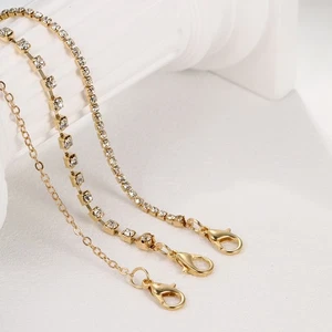 Verstellbare Gold Zirkon Herzförmige Fußkette 3 Stück Set für Mode Liebhaber - Picture 1 of 4