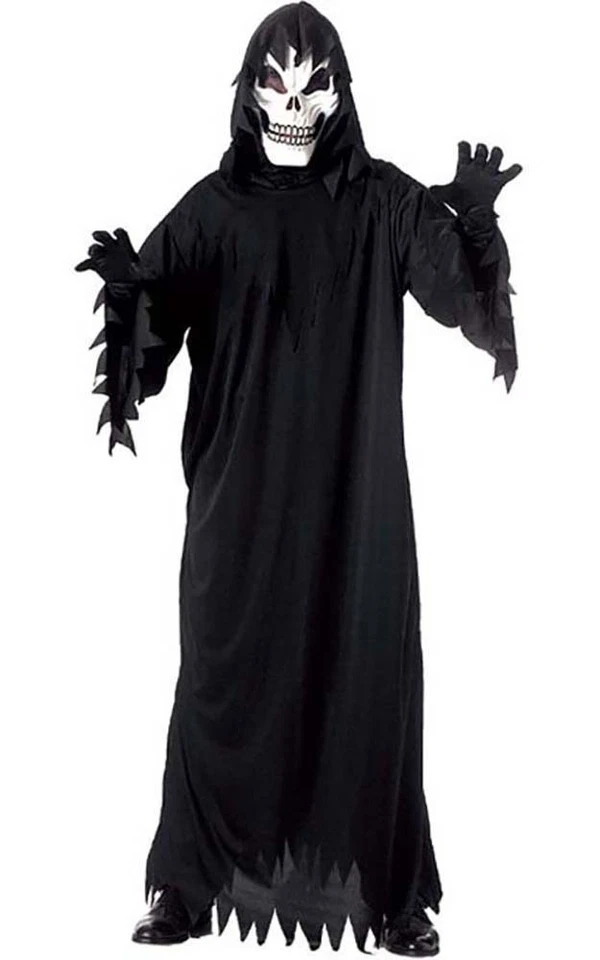 СТРАШНЫЙ СКЕЛЕТ ВЗРОСЛЫХ МУЖСКАЯ МАСКА ХАЛАТ ПОЯС КАРНАВАЛЬНЫЙ КОСТЮМ ДЛЯ ХЭЛЛОУИНА - Изображение 1 из 2