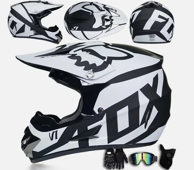 Kinder Erwachsene Motocross Helm Integralhelm + Cross Brille + Handschuhe - Bild 1 von 4