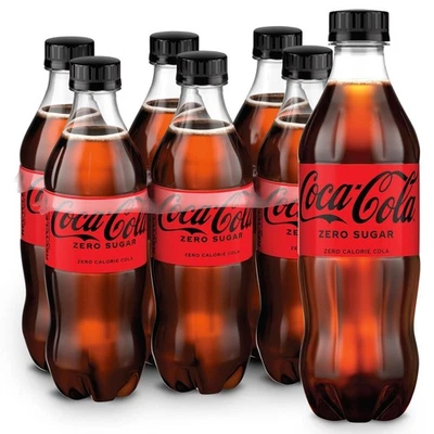 BRANDED Coke Zero Sugar Diet Soda Soft Drink, 16.9 fl oz, 6 Pack.