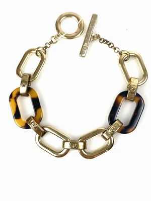 Nuevo Brazalete LAUREN Ralph Lauren Tortuga Resina Eslabón Tono Dorado Nuevo sin Etiquetas Foto 1 de 4