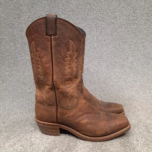 Abilene Pioneer Western Boots Men 9 M Brown Full Grain Leather Cowboy Square Toe - Picture 1 of 13