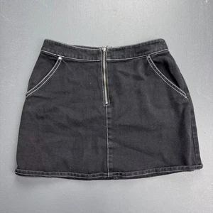 Sky and Sparrow schwarzer Denim-Minirock Damen 3 Jugendliche Reißverschluss vorne Freizeit Y2K - Bild 1 von 7