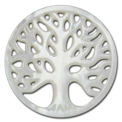 Amello Lebensbaum Coinsschmuck weiß 30 mm Einleger Damen Coin Perlmutt ESC601W - Bild 1 von 4
