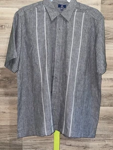 IZOD Shirt Mens Extra Large Gray Short Sleeve Button Up Casual Lightweight Top - Picture 1 of 7