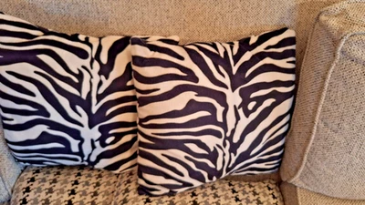 Zebra Print Pillow Cover Faux Fur Pillow 18 x 18 (Set of 2) - Image 1 of 4