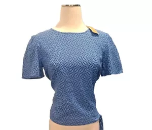 Michael Kors Linen Blouse XS Multicolor Top Short Sleeve Round Neck. NWT $88 - Picture 1 of 18