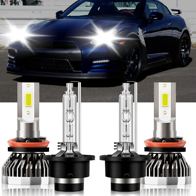 Faros LED HID bombillas de haz alto bajo H11+D2S 6000K para Nissan GT-R 2009-2014 Foto 1 de 4