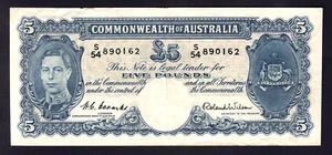 Australia R-48. (1952) 5 Pounds - Coombs/Wilson. King George VI., gVF - Crisp - Picture 1 of 2