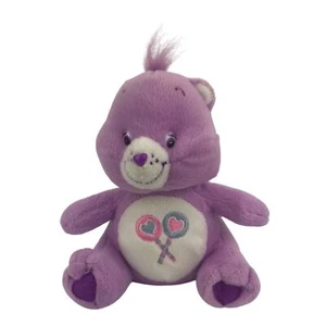 Vintage Nanco Care Bears Share Bear 6.5" Plush 2003 Purple Heart Lollipops Sits - Picture 1 of 13