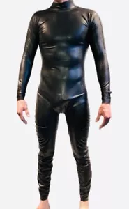Latex Rubber Herren Catsuit Schulter Reißverschluss mit Schritt Reißverschluss 0,4 Mil - Bild 1 von 7