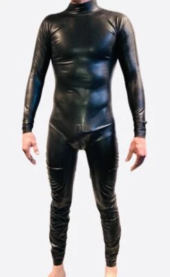 Latex Rubber Men's Catsuit Shoulder Zipper with Crotch Zipper 0.4 Mil - Image 1 of 4