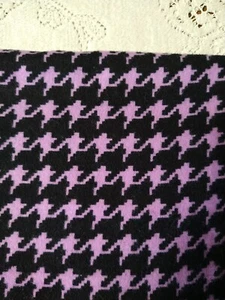 Black & Pink/Purple Houndstooth Print Snuggle Cotton Flannel Fabric 15" x 44" - Picture 1 of 3