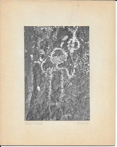 Par de fotografías firmadas a lápiz de pictografías/petroglifos nativos americanos - Imagen 1 de 4