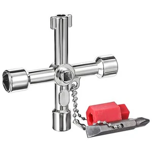 Llave de agua de 4 vías con destornilladores ranurados y Phillips, grifo de llave utilitaria de acero - Imagen 1 de 7